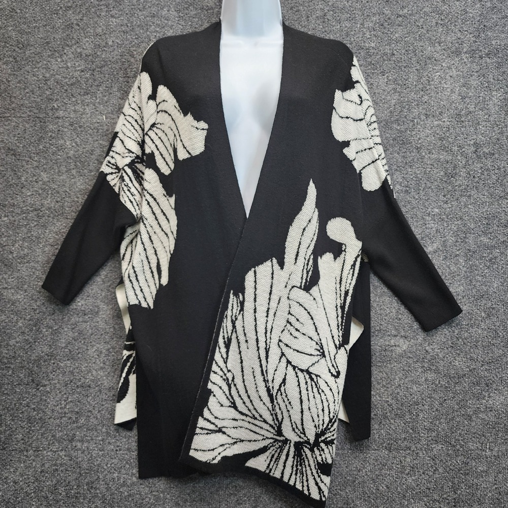 Chico's Women's Floral Intarsia Knit Open Front Cardigan Boho Minimalist XXS/XS